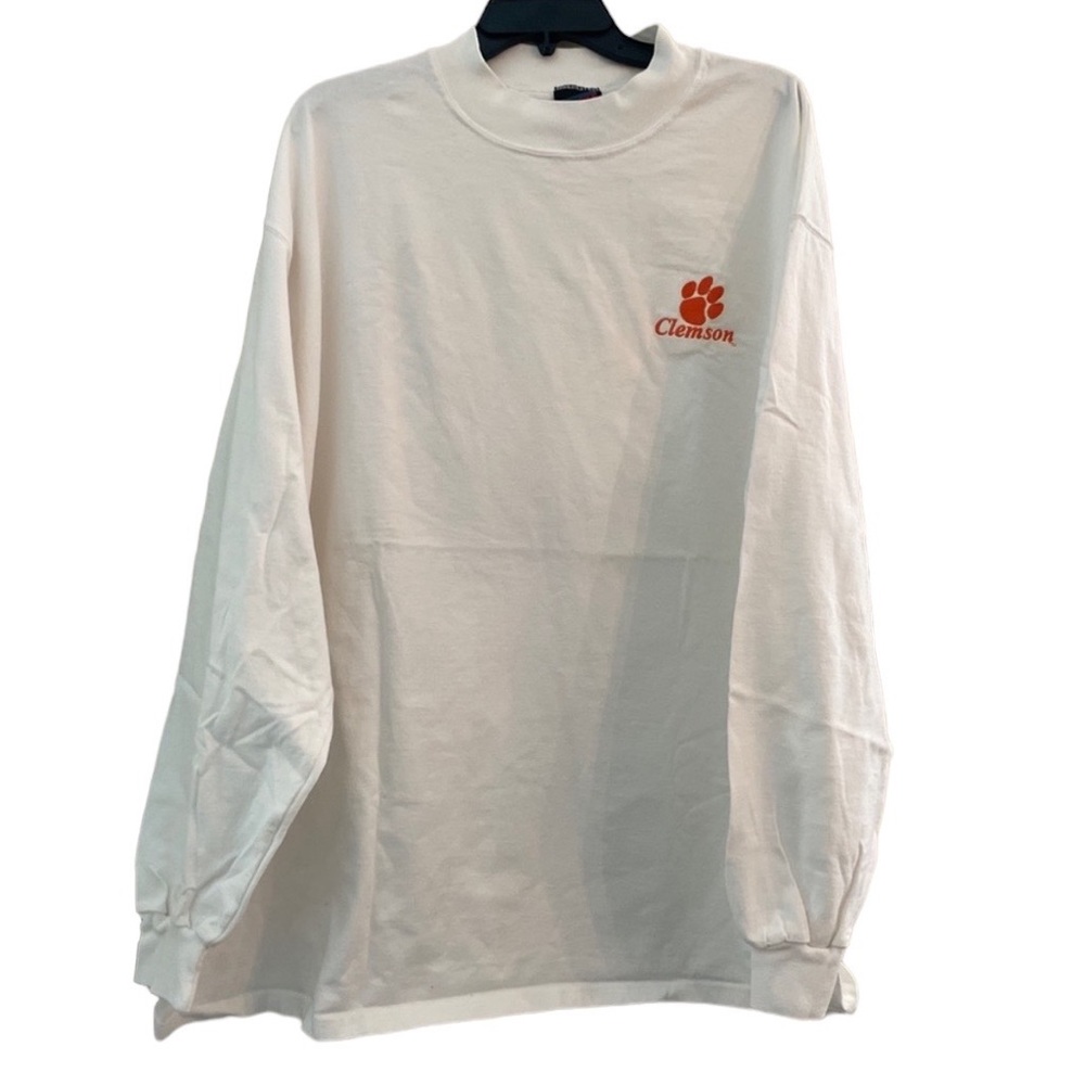 Vintage USA Soffe's Choice White With Clemson Mock Long Sleeve T-shirt XL